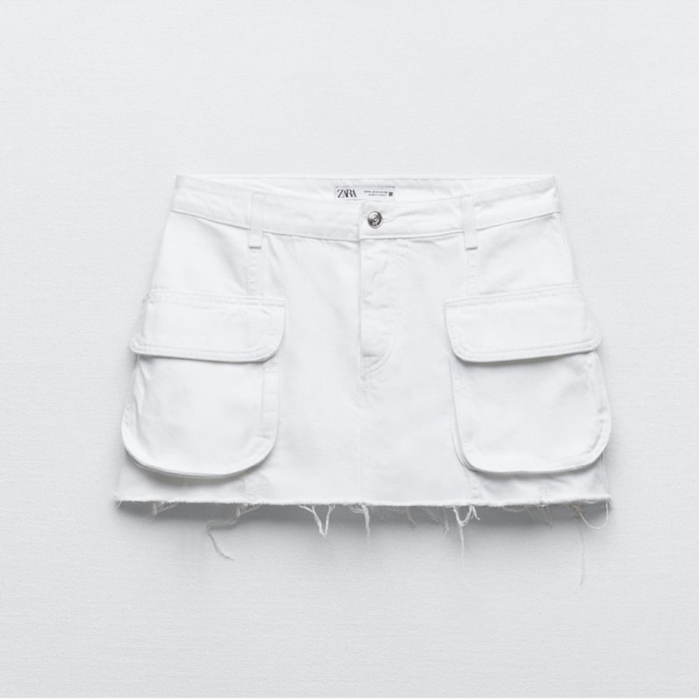 Zara White Cargo Mini Skirt